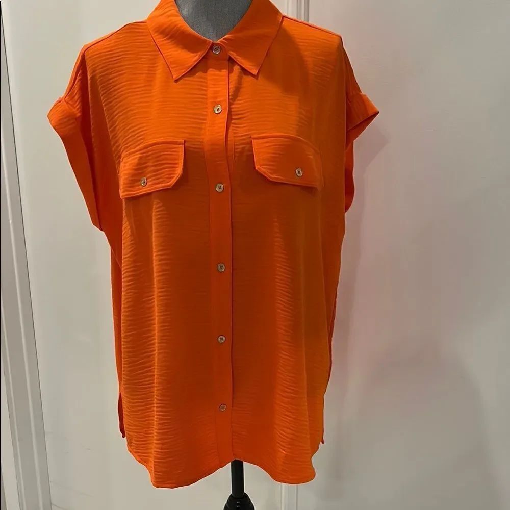 Michael Kors Bright OrangeโButton-UpโShirt